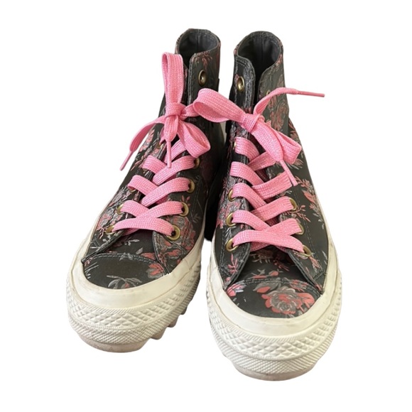 Converse Shoes - Floral Pink Lace Ripple Platform Converse